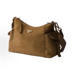 PRADA Explore enamel metal triangular logo zipper open shoulder bag for women, large size